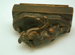 Antique Bronze Sculpture of Lion Cub Signed Herzel