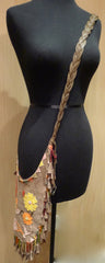 Orciani Fringed Suede Shoulder Bag with Floral Applique and Beading