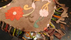 Orciani Fringed Suede Shoulder Bag with Floral Applique and Beading