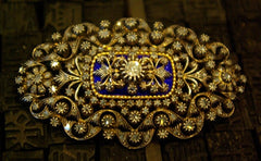 Antique Diamond and Blue Enamel Brooch circa 1900