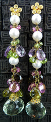 Colette Stechle 18K Yellow Gold, Pearl, Amethyst, Topaz, Peridot, and Citrine Earrings