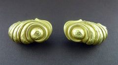 Estate Barry Kieselstein Cord Omega Clip Earrings in 18K Yellow Gold