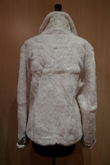 Adrienne Landau Crystal Embellished White Rex Fur Jacket