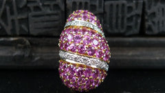 Estate Salavetti Pink Sapphire and Diamond Earrings in 18K Gold