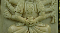 Carved Vintage Ivory Bodhisattva of Compassion Pendant in Vermeil