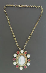 Noble Venetian Cameo Medallion Necklace with Pearls & Carnelian in 18K Yellow Gold