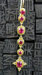 Tarak Red Spinel Drop Earrings in 22K Yellow Gold