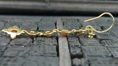 Tarak Red Spinel Drop Earrings in 22K Yellow Gold