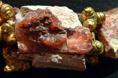 Cipango of Paris Rough Cut and Polished Agate with 24K Yellow Gold Vermeil Bead Necklace