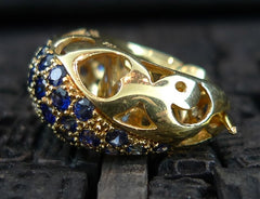 Estate 18K Yellow Gold Fine Sapphire and Diamond Huggie Earrings