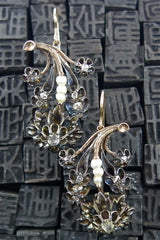 Antique Georgian Rose Cut Diamond and Pearl Earrings