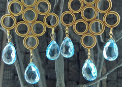 Julie Baker 18K Yellow Gold and Blue Topaz Chandelier Earrings