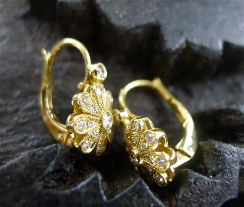 Beverly K 18K Yellow Gold and Diamond Daisy Earrings