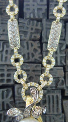Robert Wander Chocolate and White Diamond Link Necklace in 18K Yellow Gold