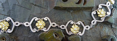 Jamie Wolf 18K White and Yellow Gold Scroll and Flower Diamond Bracelet