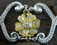 Jamie Wolf 18K White and Yellow Gold Scroll and Flower Diamond Bracelet
