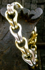 Heston 18K Yellow Gold and Sterling Silver Heavy Chain Link Bracelet with Cleat Toggle