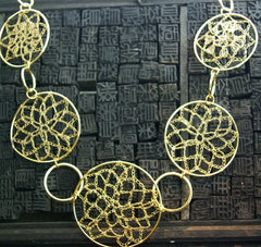 Elizabeth Gillette Crochet Wire Goldtone Necklace