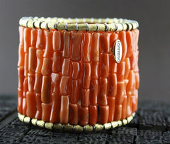 Loffredo Italian Coral Stretch Cuff with 18K Gold