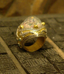 Sevan Bicakci One of a Kind Carved Hagia Sophia Dome Ring with Diamonds in 24K Gold and Silver