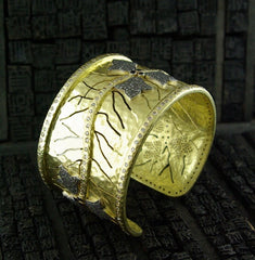 CHURCHILL Private Label 18K Yellow Gold and Multi Colored Diamond Cuff Bracelet
