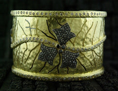 CHURCHILL Private Label 18K Yellow Gold and Multi Colored Diamond Cuff Bracelet