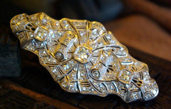 Art Deco Period Diamond Estate Brooch/pin in 18K White Gold