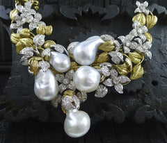 Lorraine Schwartz Buccellati Style Necklace with South Sea Pearls and Diamonds