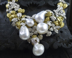 Lorraine Schwartz Buccellati Style Necklace with South Sea Pearls and Diamonds