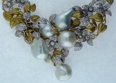 Lorraine Schwartz Buccellati Style Necklace with South Sea Pearls and Diamonds