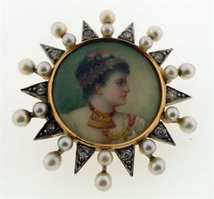 Edwardian Portrait of a Lady Brooch in 18K Yellow Gold