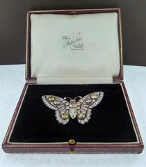 Rare Antique Natural Colored Diamond Butterfly Brooch