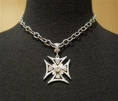 Loree Rodkin Large Diamond and 18K White Gold Maltese Cross Pendant