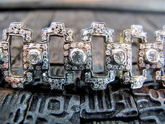 Early Art Deco 18K and Fine Silver Diamond Link Bracelet