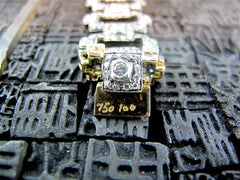 Early Art Deco 18K and Fine Silver Diamond Link Bracelet