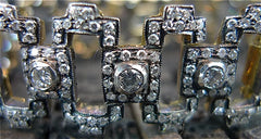 Early Art Deco 18K and Fine Silver Diamond Link Bracelet