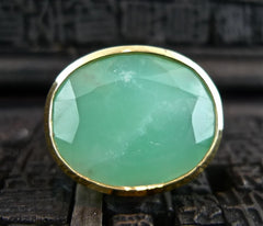 Beth Orduna 18K Yellow Gold and Chrysoprase RIng