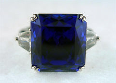 Old Mine AAA Tanzanite and Diamond Ring in Platinum