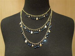 Talisman Unlimited 14K Yellow Gold and Blue Topaz Three Strand Cascading Rapt Pears Necklace