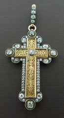 Elaborate Early 19th Century Antique Venetian Cross/Pendant in 18K Yellow Gold and Diamonds