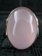 Estate Large Cabochon Pink Quartz Ring 18K Yellow Gold