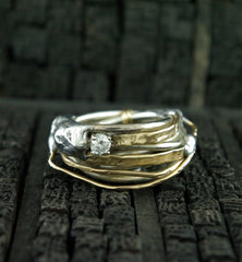 Lorenza Diamond Wrap Ring in 18K Gold and Sterling Silver