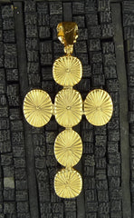 Robert Goossens Cross Pendant with Blue Cabochon Stones in 24K Yellow Gold Vermeil