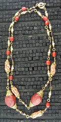 Robert Goossens 24K Yellow Gold Vermeil and Coral Necklace