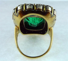 Antique 14K Yellow Gold Emerald and Diamond Ring