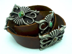 Adrienne Teegarden Southwestern Reproduction Navajo Concho Belt with Sand Cast Conchos Inlaid with Turquoise by TeeGarden