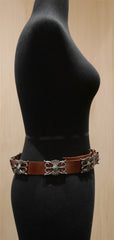 Adrienne Teegarden Southwestern Reproduction Navajo Concho Belt with Sand Cast Conchos Inlaid with Turquoise by TeeGarden