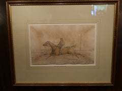 Pair of Henry Aiken Watercolor Original Paintings of Jumping Scenes