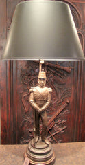 Antique Spelter Lamp of European Soldier, Late 19th Century