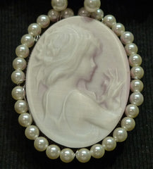 Mindy Lam Pearl Choker Necklace with Cameo and Swarovski Crystals
